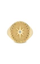 Pamela Zamore Star 18k Yellow Gold Diamond Signet Ring