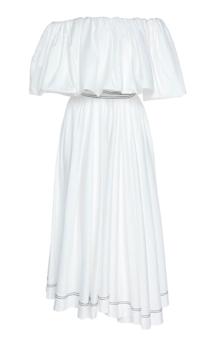 Aje Prima Puff Off-the-shoulder Cotton-poplin Midi Dress