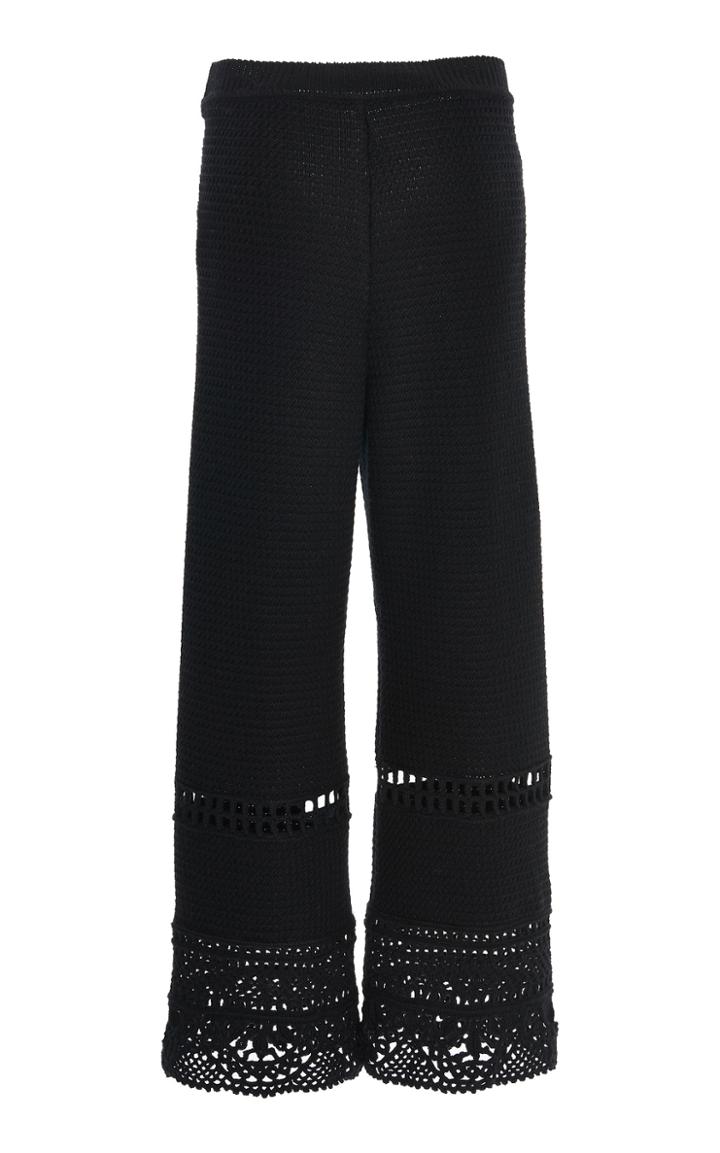 Alberta Ferretti Wool Crochet Cropped Pant