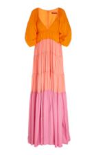 Moda Operandi Staud Meadow Tiered Crepe De Chine Maxi Dress Size: Xs