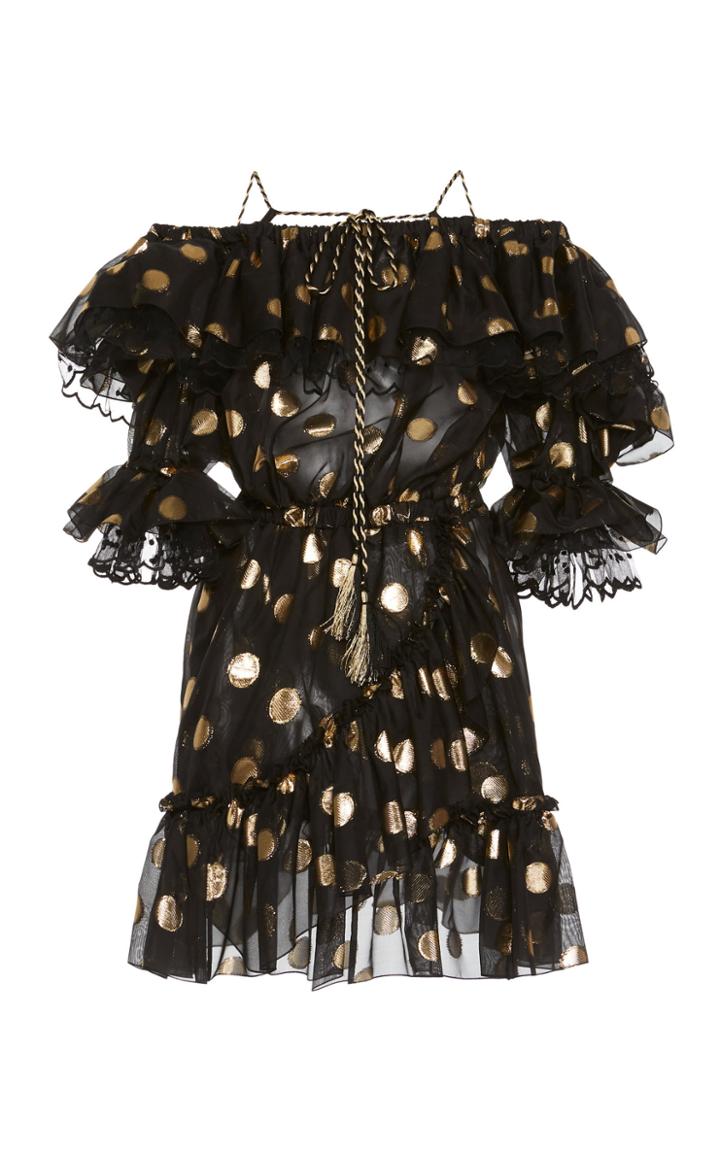 Dundas Off-the-shoulder Ruffled Fil Coup Chiffon Mini Dress Size: 38
