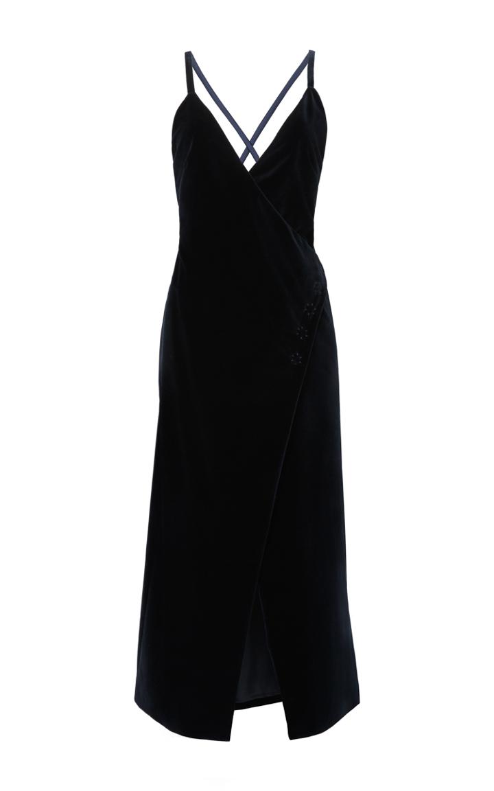 Marina Moscone Crossback Velvet Dress
