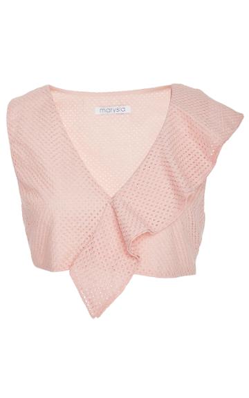 Marysia Swim Rose Seahaven Asymmetric Ruffle Top