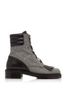 Tabitha Simmons Rhodes Leather-trimmed Houndstooth Wool Ankle Boots