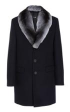 Yves Salomon Paris Wool Coat With Chinchilla Collar