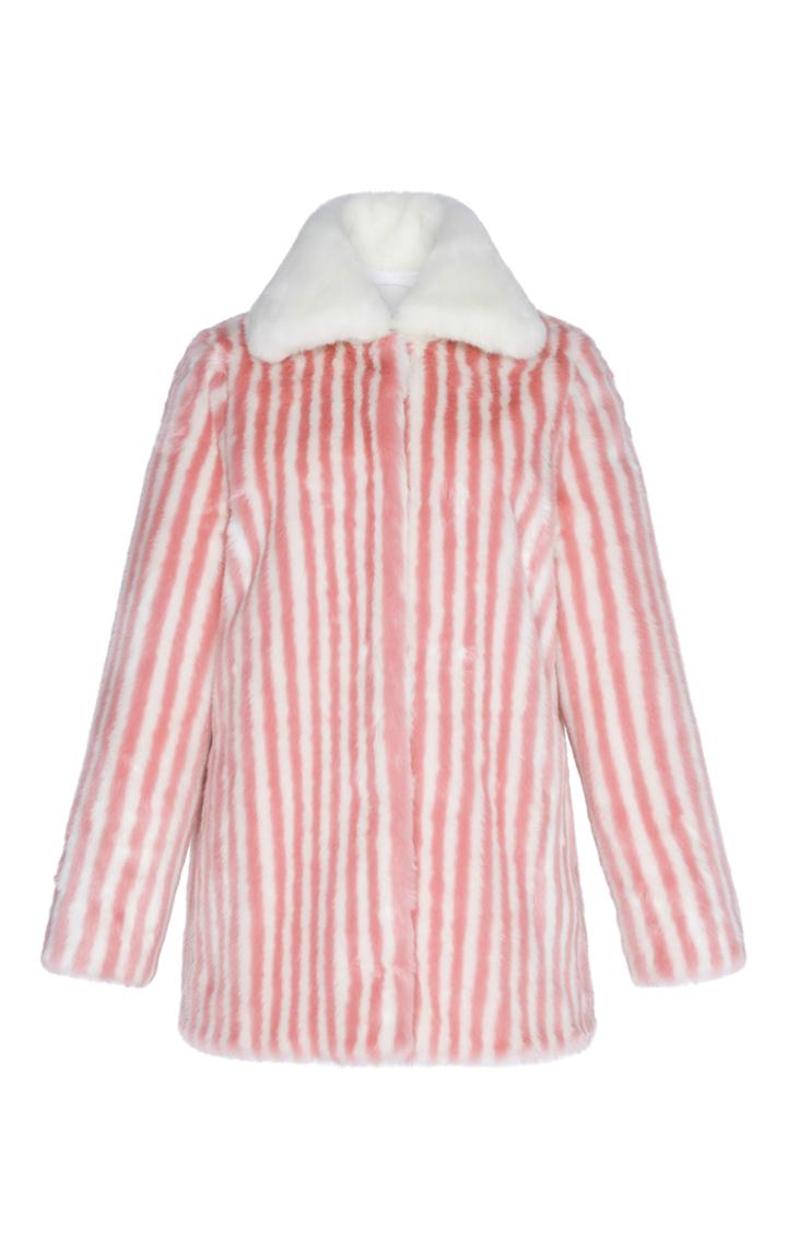 Marco De Vincenzo Striped Faux Fur Jacquard Coat