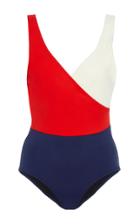 Solid & Striped Ballerina Wrap-effect Color-block Swimsuit