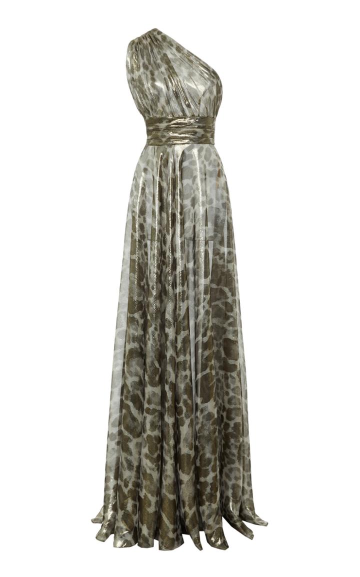 Moda Operandi Naeem Khan Assymetric Leopard-printed Silk Gown Size: 2