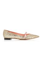 Rochas Glittered Leather Flats
