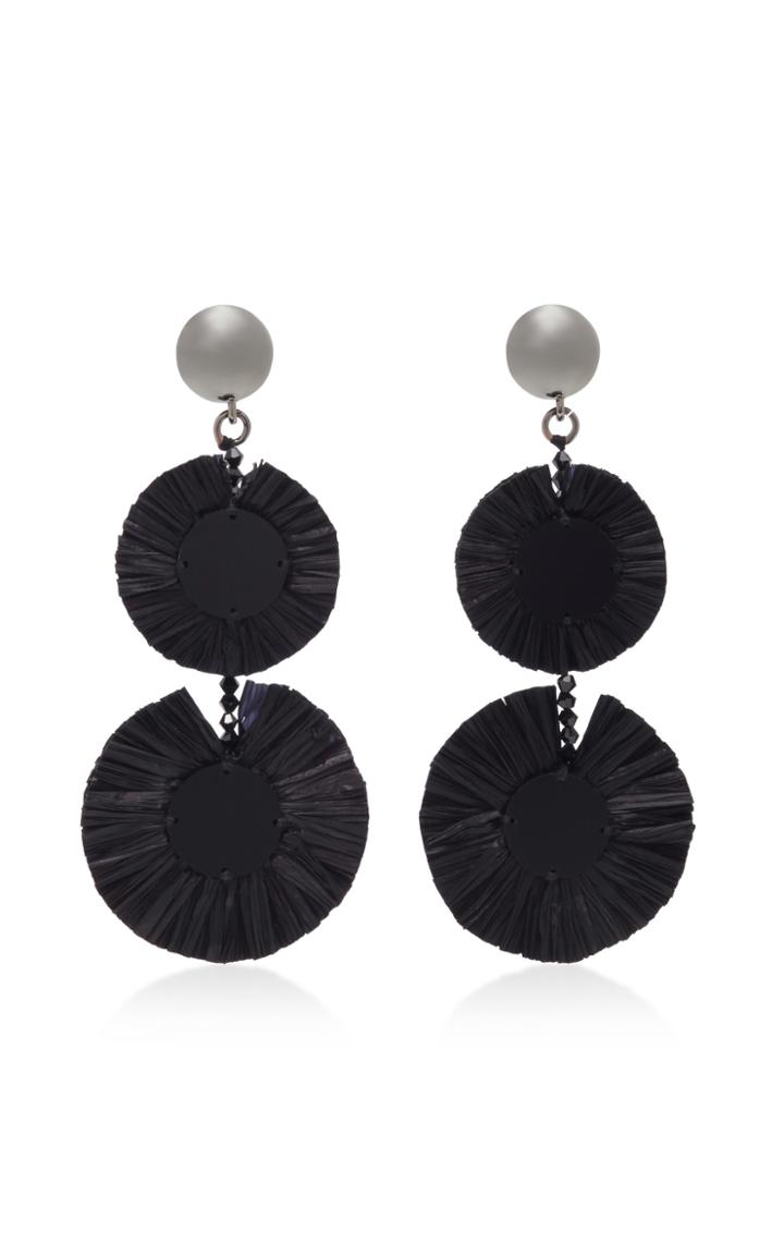 Oscar De La Renta Raffia Disk Drop Earring