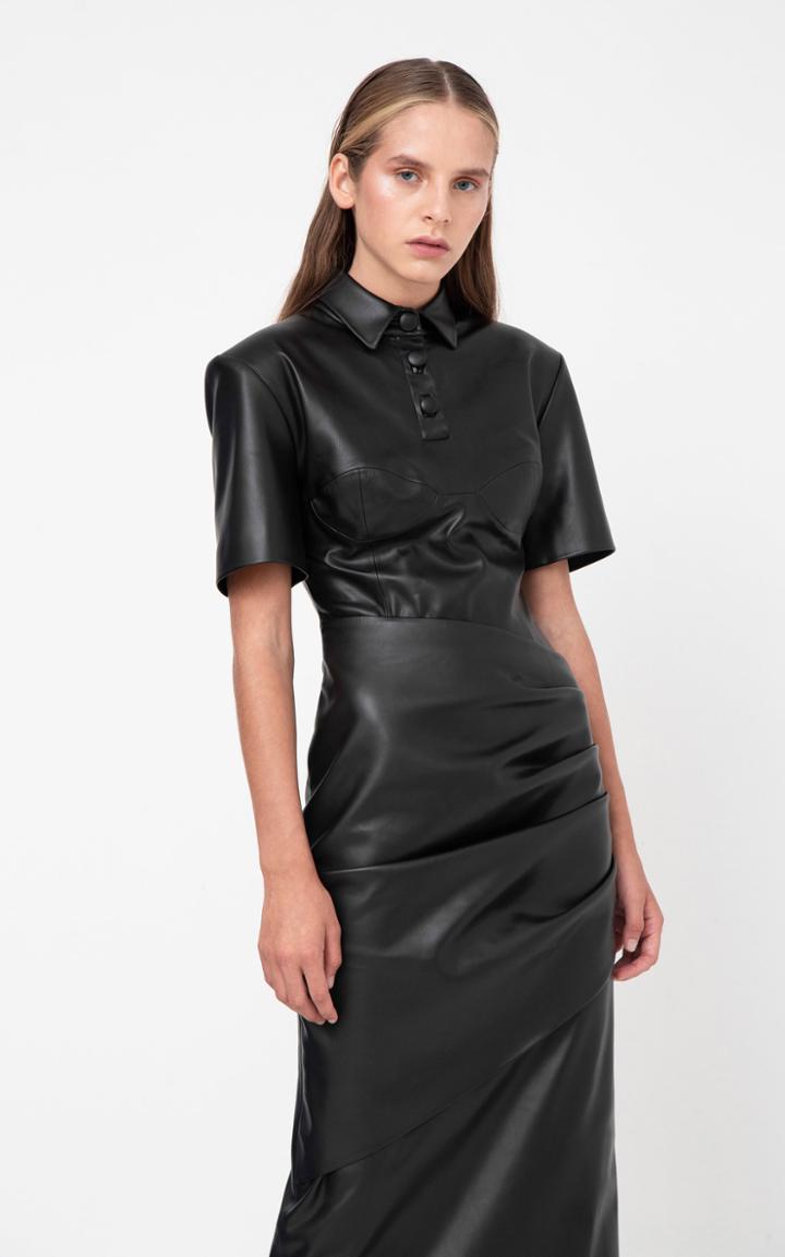 Aleksandre Akhalkatsishvili Faux Leather Shirtdress