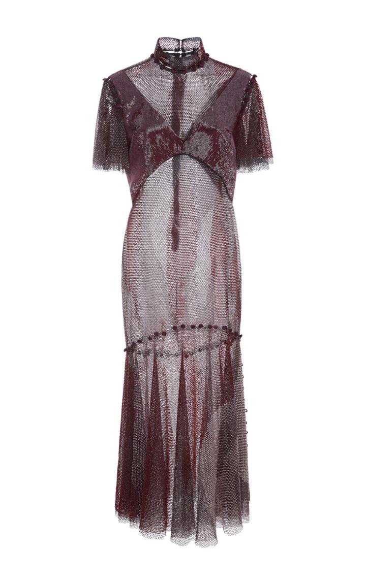 Prabal Gurung Crystal Mesh Flounce Dress