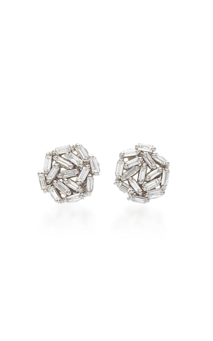 Suzanne Kalan 18k White Gold Diamond Baguette Earrings