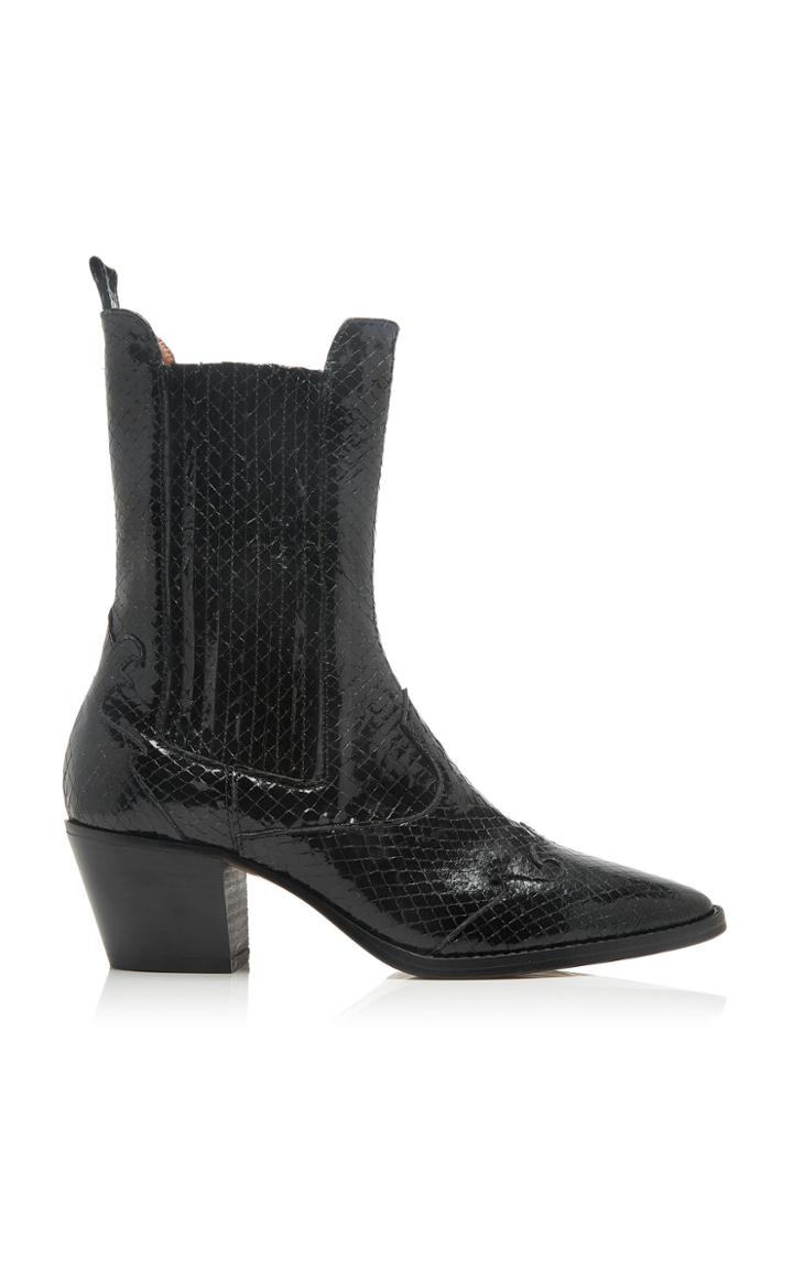 Paris Texas Snake-effect Patent Leather Boots
