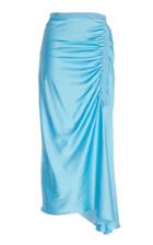 Christopher Esber Ruched Grosgrain-trimmed Silk-satin Midi Skirt Size: