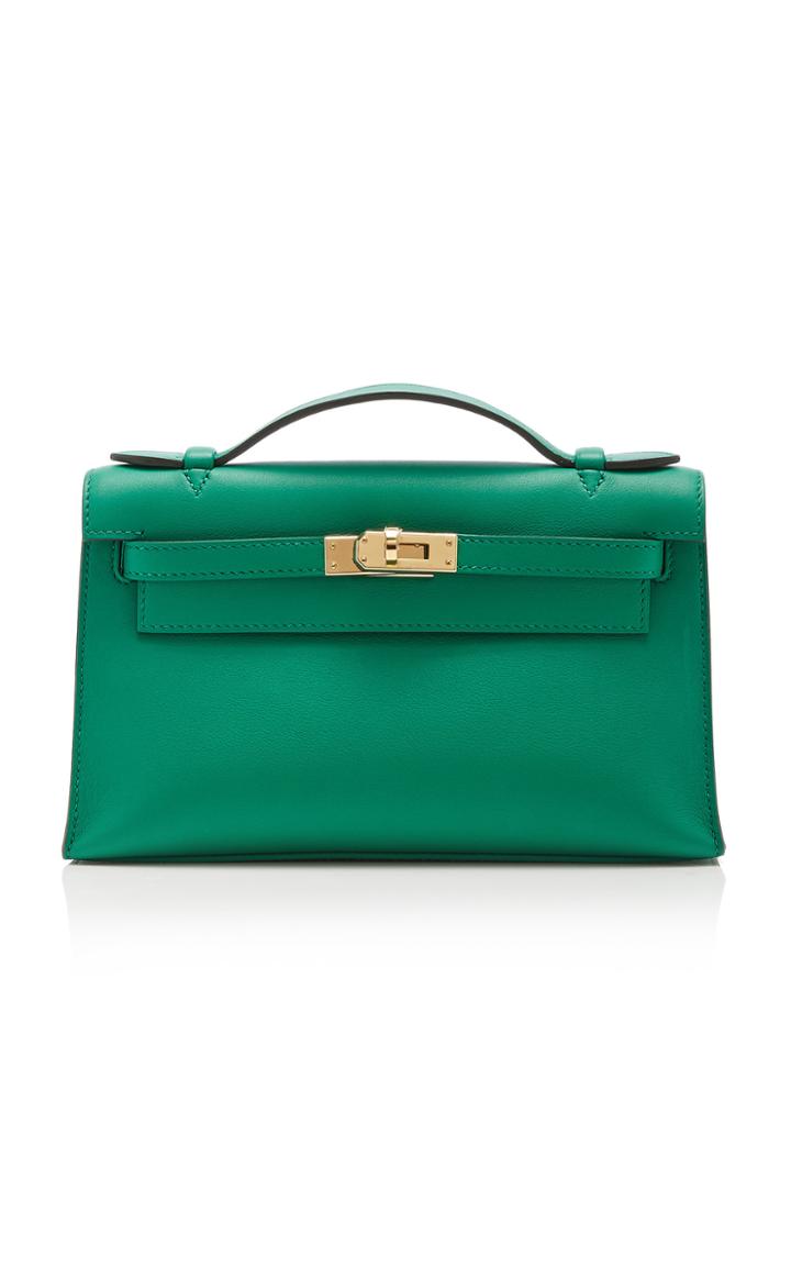 Herms Vintage By Heritage Auctions Herms Vert Vertigo Swift Leather Kelly Pochette
