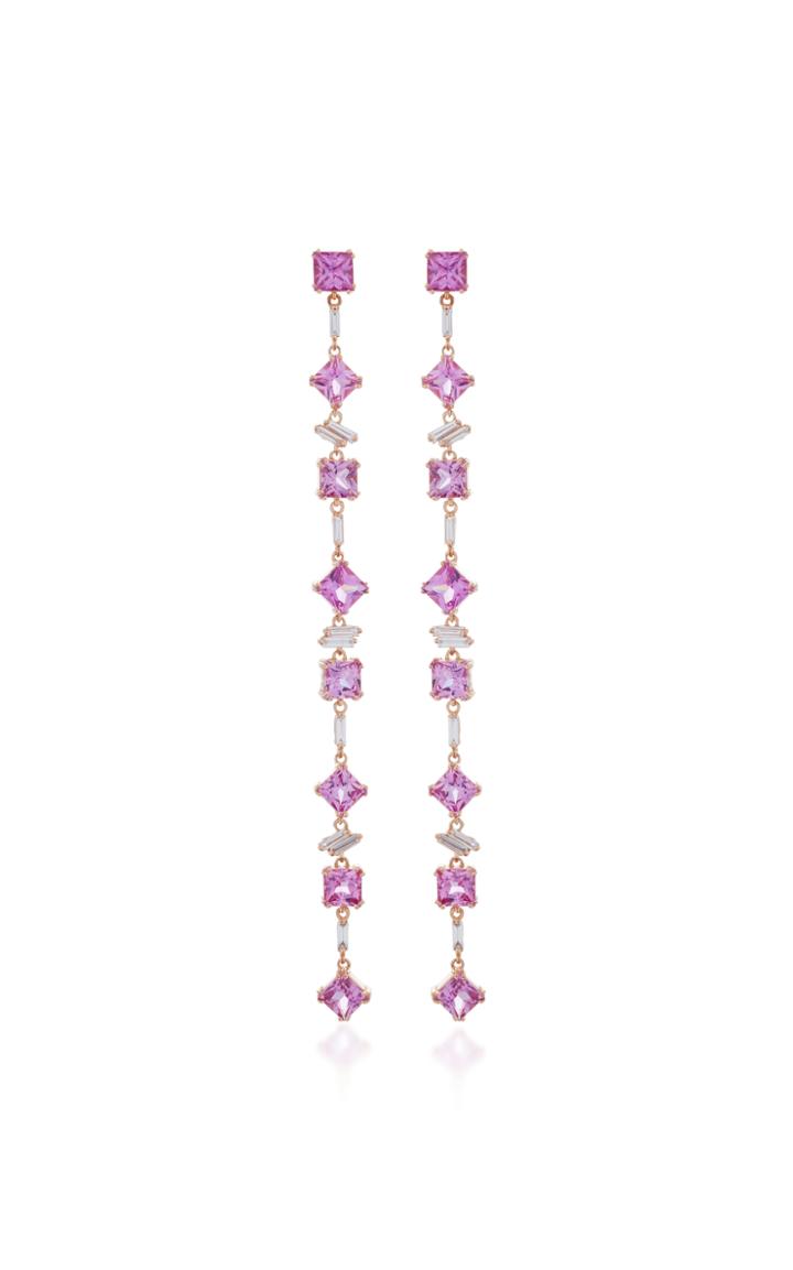 Suzanne Kalan One Of A Kind 18k Rose Gold Diamond And Sapphire Dangle Earring