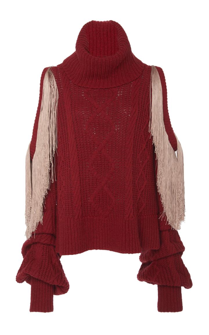 Hellessy Lawrence Fringed Cable-knit Wool-blend Turtleneck