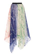 Marina Moscone Organza Voille Pliss Midi Skirt