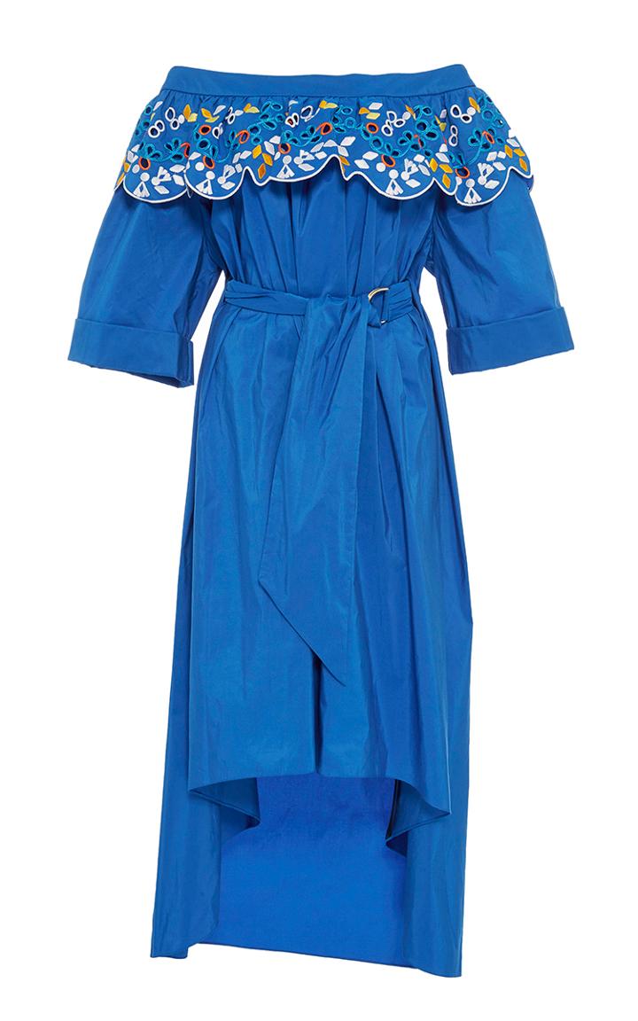 Peter Pilotto Taffeta Belted Off-the-shoulder Dress