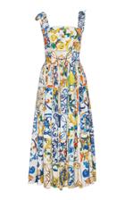 Dolce & Gabbana Maiolica Tie Strap Tank Midi Dress