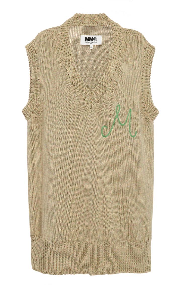 Mm6 Monogram Cotton Sweater Vest