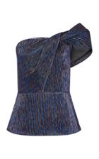Moda Operandi Safiyaa Brianda Metallic Ribibed Jacquard One-shoulder Top
