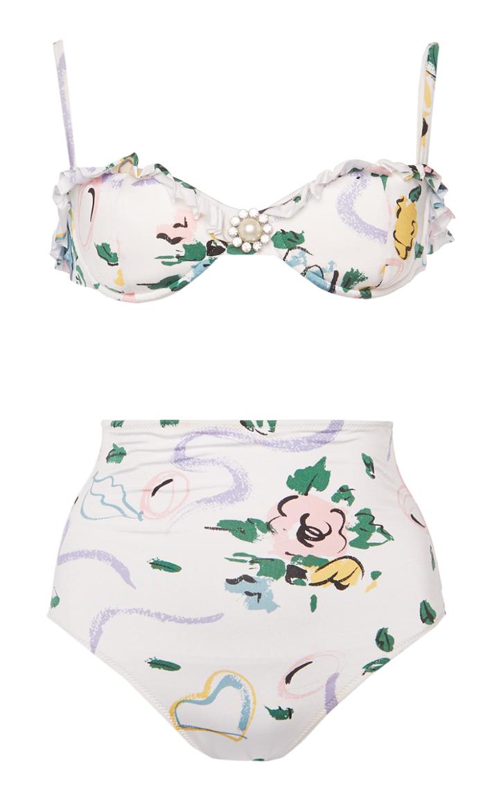 Moda Operandi Alessandra Rich Floral Lycra High-rise Bikini