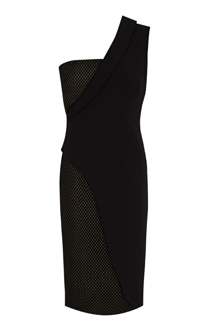 Moda Operandi Safiyaa Olga Heavy Crepe And Metallic Houndstooth Dress