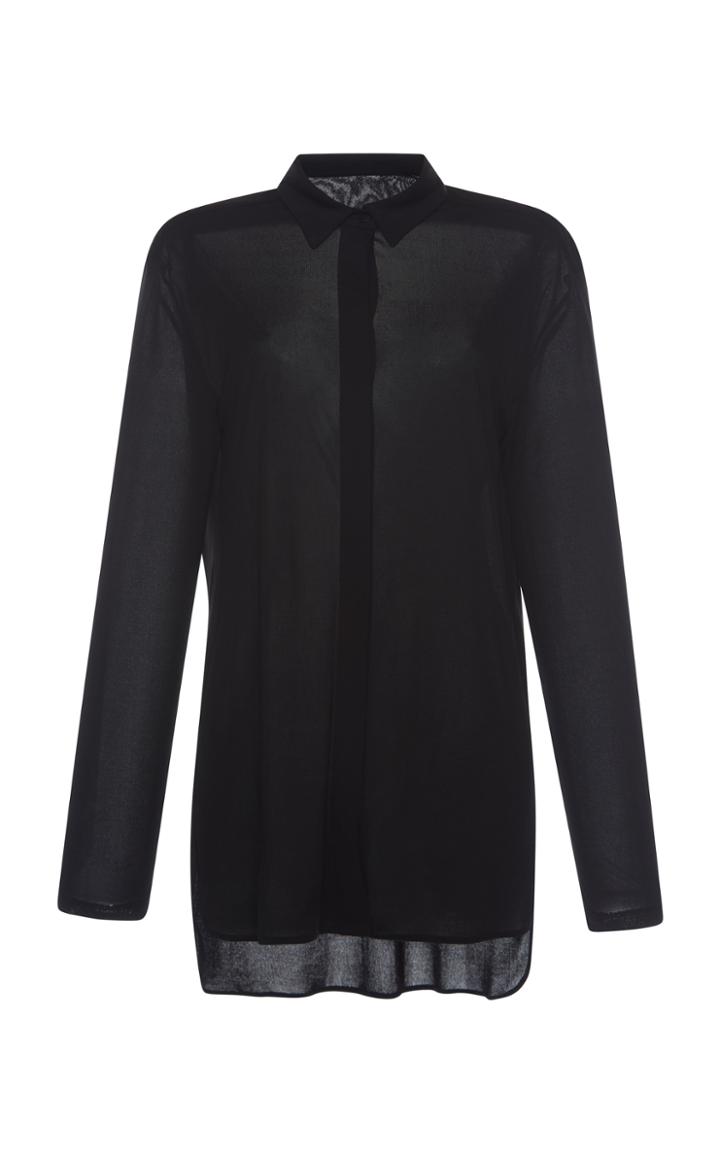 Alberta Ferretti Crepe Collared Blouse