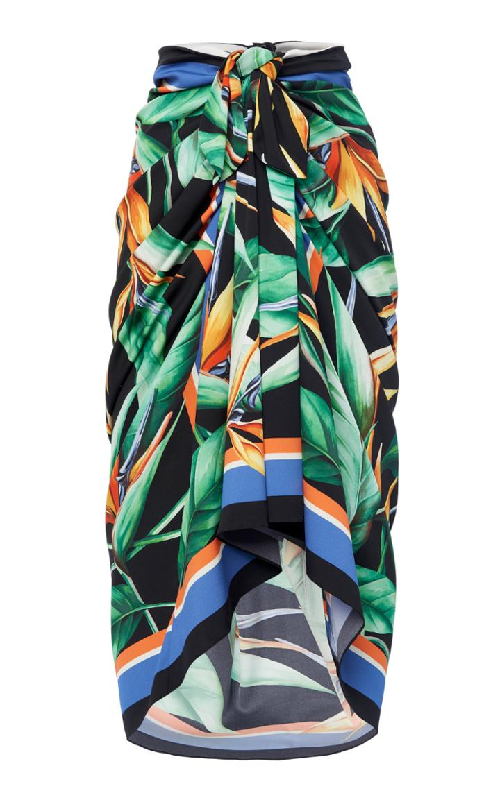 Dolce & Gabbana Printed Charmeuse Wrap Skirt