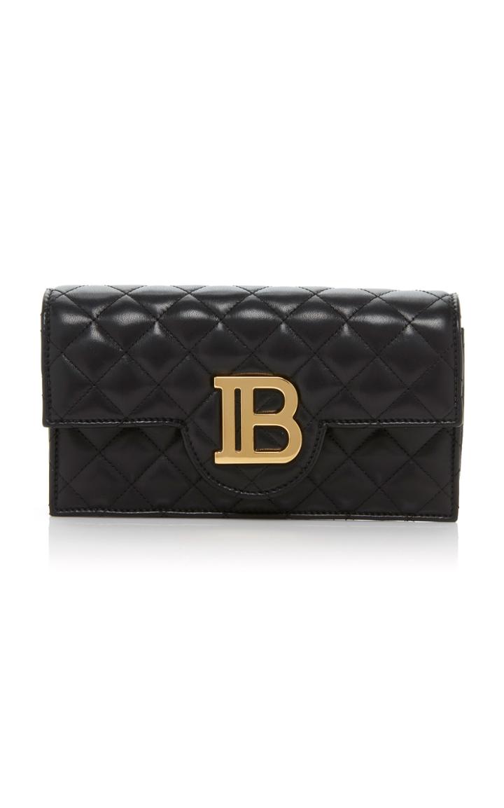Balmain B-envelope Quilted Leather Logo Bag