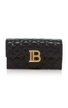 Balmain B-envelope Quilted Leather Logo Bag