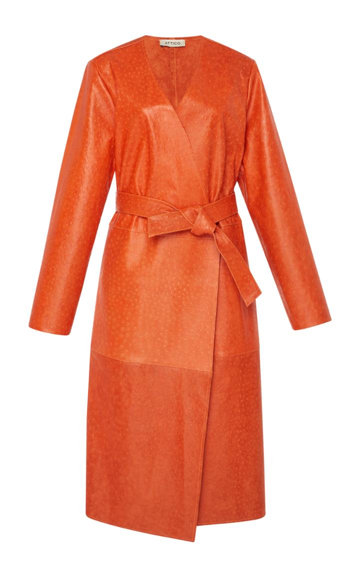 Attico Ostrich Leather Trench Coat