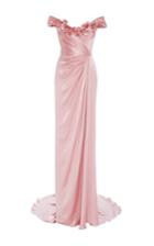 Marchesa Off The Shoulder Satin Gown