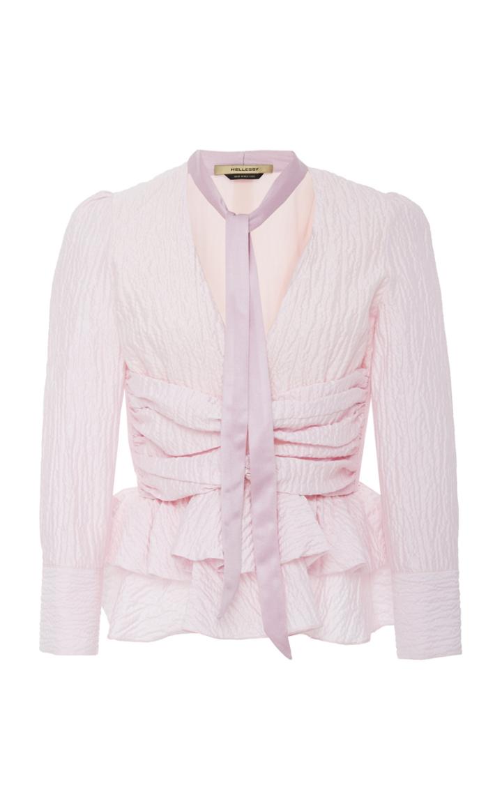 Hellessy Stargazing Cotton Silk Ruffled Waist Top