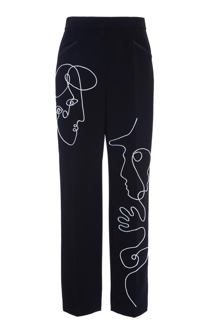 Moschino Printed Crepe De Chine Tapered Pants