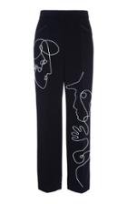 Moschino Printed Crepe De Chine Tapered Pants