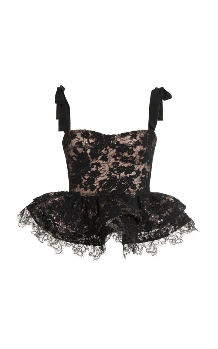 Moda Operandi Silvia Tcherassi Brilliana Embellished Lace Peplum Top