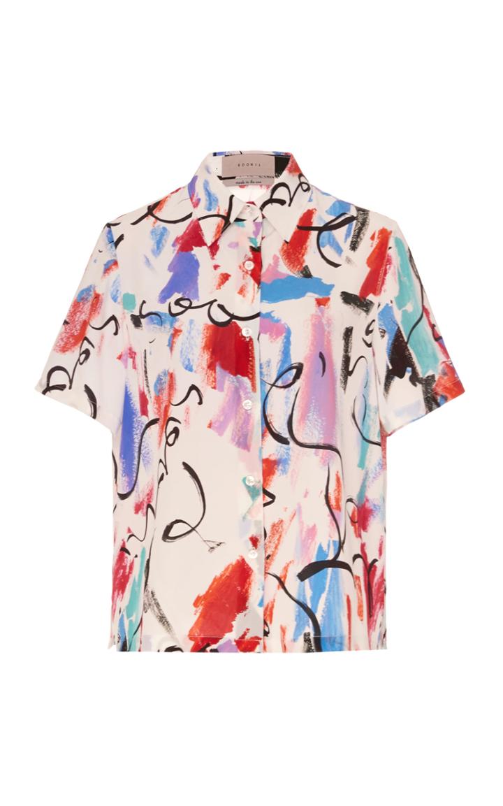 Moda Operandi Soonil Multi Printed Short Sleeves Blouse Size: 0