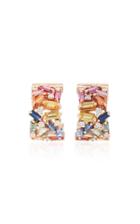 Suzanne Kalan Rainbow Firework 18k Rose Gold Diamond And Sapphire Earrings