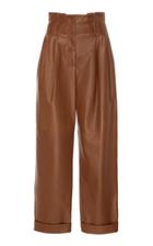 Brunello Cucinelli High-waisted Cropped Leather Pants