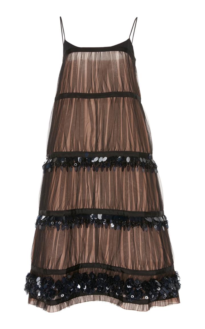 Rochas Embellished Tulle Midi Dress
