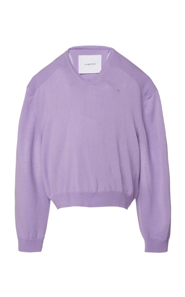 Pushbutton Oversized Wool-blend Pullover