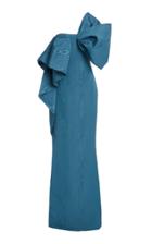 Oscar De La Renta Bow-accented Moir Gown