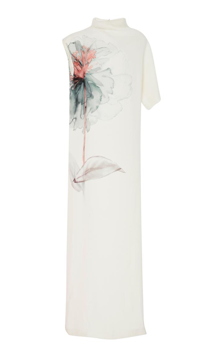 Salvatore Ferragamo Asymmetric Print Column Gown