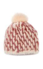 Pologeorgis The Mink Two Toned Hat With Fox Pom Pom