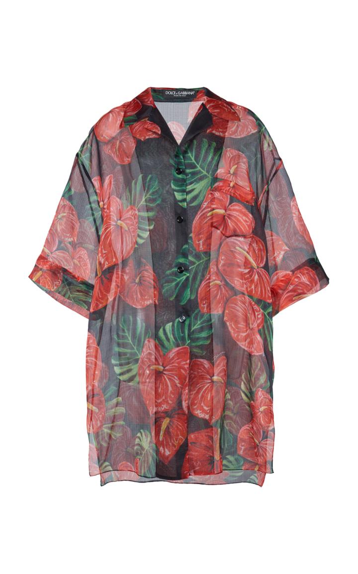 Moda Operandi Dolce & Gabbana Short Sleeved Floral Organza Shirt Size: 38