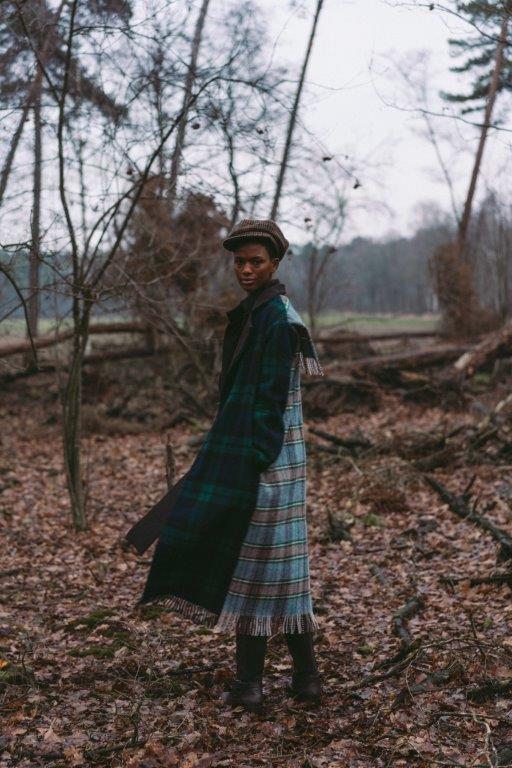 Tuinch Mohair Tartan Patch Coat