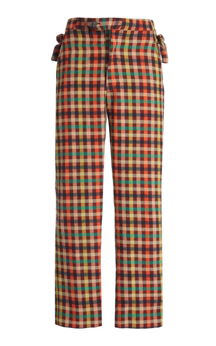 Moda Operandi Bode Harvest Plaid Side Tie Trousers